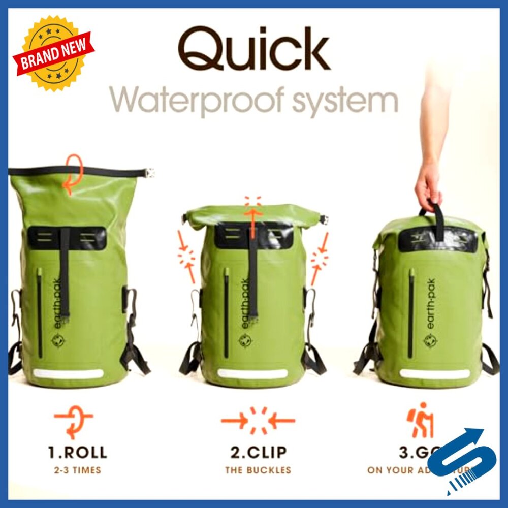 Waterproof Hiking Backpack with Roll-Top Closure and Padded Straps - Picture 6 of 6